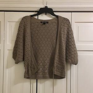 Tan Knit Open-Front Shrug